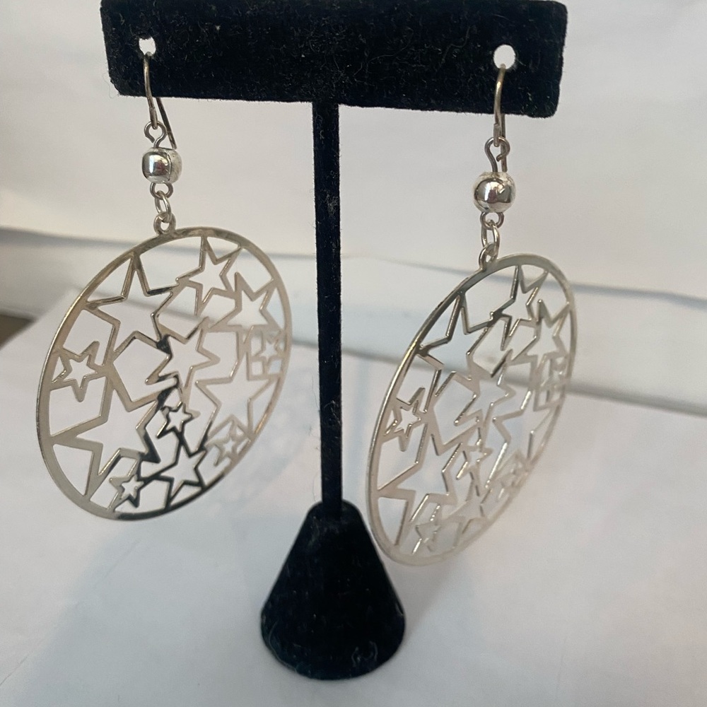 Urban Outfitters Star celestial motif 2.25” round drop earring